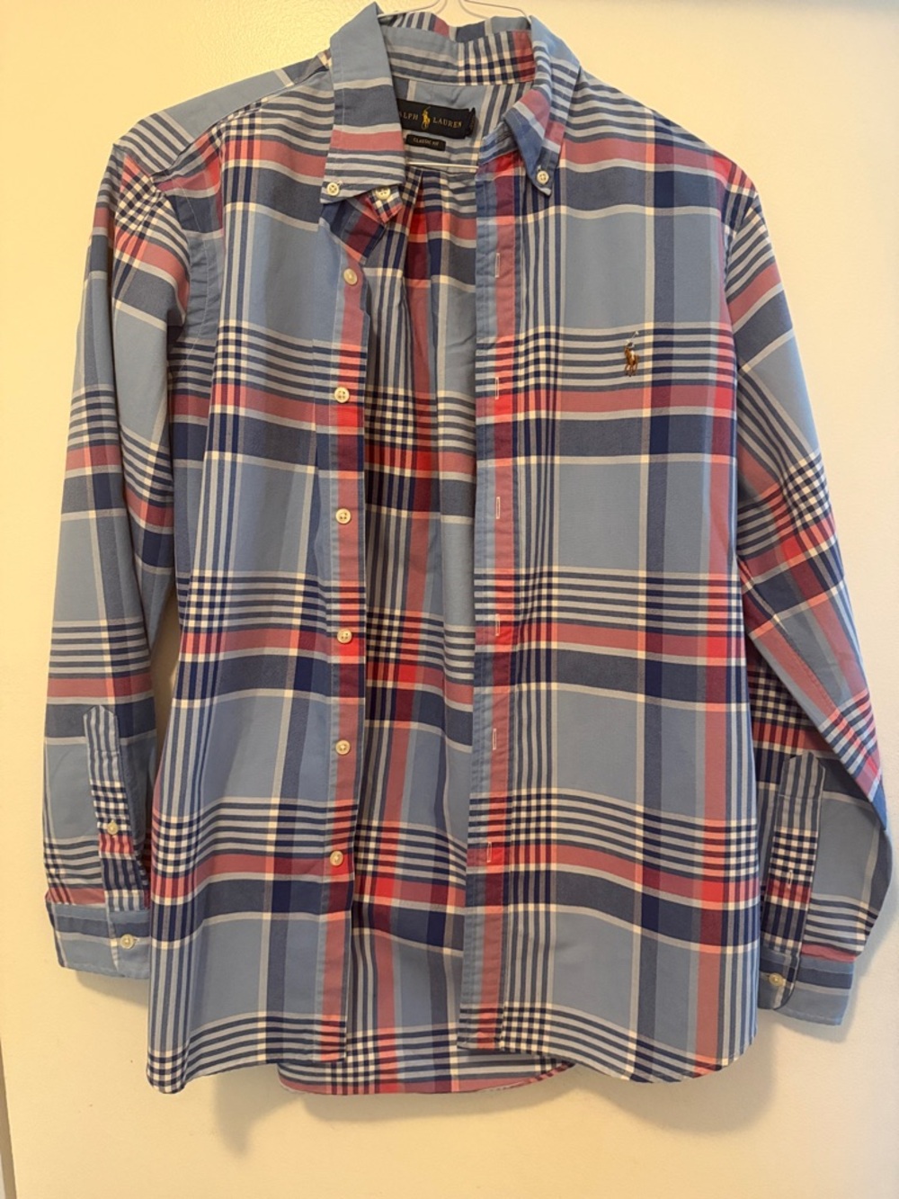 Ralph Lauren Blue Red Plaid Button-Down Shirt